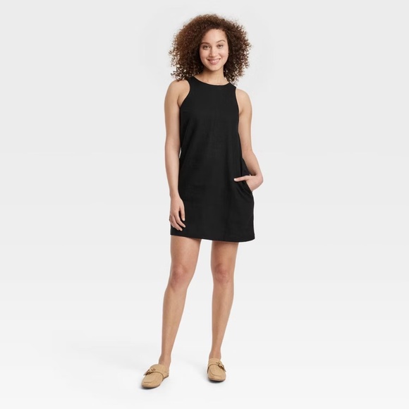 A New Day Women's Linen Mini Shift Dress, Black - Picture 2 of 6